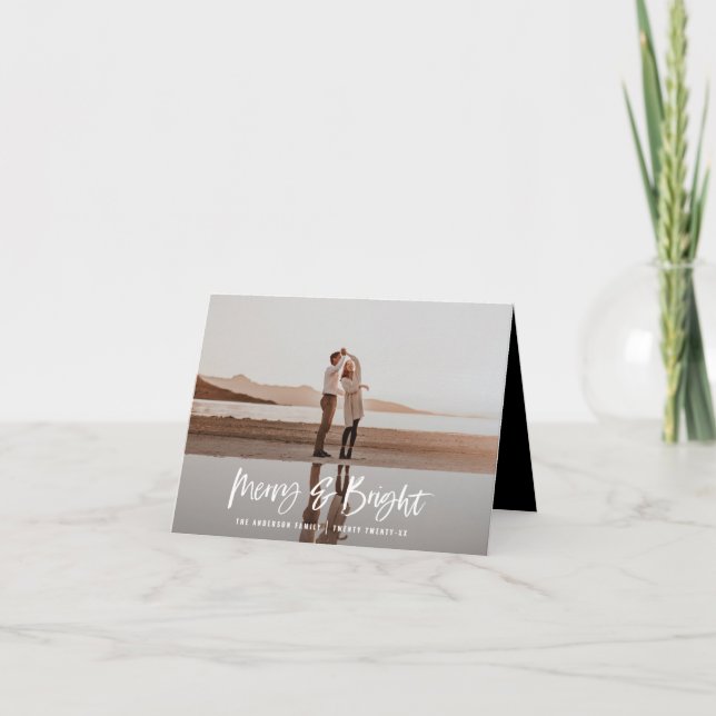 Cartes Pour Fêtes Annuelles Joyeux et brillant moderne, photos minimes noël (Devant)