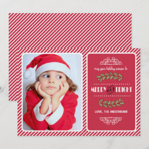 Cartes Pour Fêtes Annuelles Joyeux et brillant Noël. Photo Red Stripes