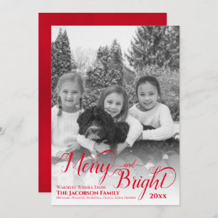 Cartes Pour Fêtes Annuelles Joyeux et brillant noir et blanc photo rouge