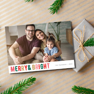 Cartes Pour Fêtes Annuelles Joyeux et brillant Photo de famille Noël