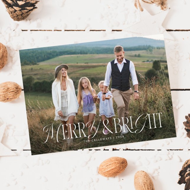 Cartes Pour Fêtes Annuelles Joyeux et brillant photo horizontale Noël (Créateur téléchargé)