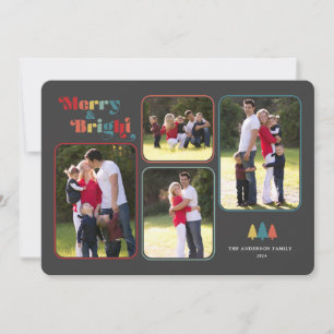 Cartes Pour Fêtes Annuelles Joyeux et brillant Retro Coloré Photo Noël Holi