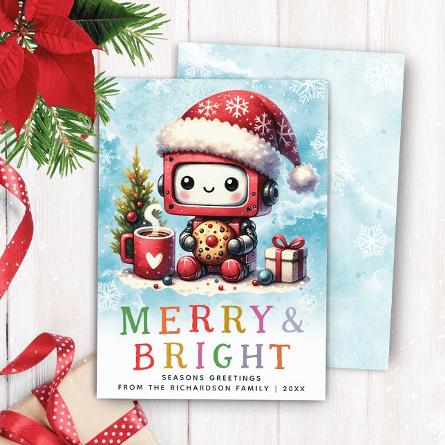Cartes Pour Fêtes Annuelles Joyeux et brillant robot Noël (Créateur téléchargé)