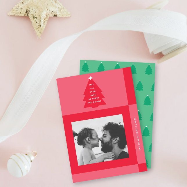 Cartes Pour Fêtes Annuelles Joyeux et brillant sapin de Noël Une photo (Créateur téléchargé)