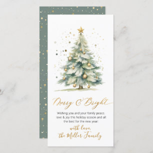 Cartes Pour Fêtes Annuelles Joyeux et brillant Script non photo Arbre de Noël