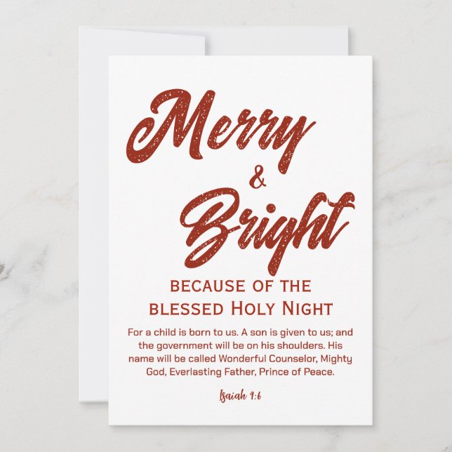 Cartes Pour Fêtes Annuelles Joyeux et brillant script rouge de Noël (Devant)