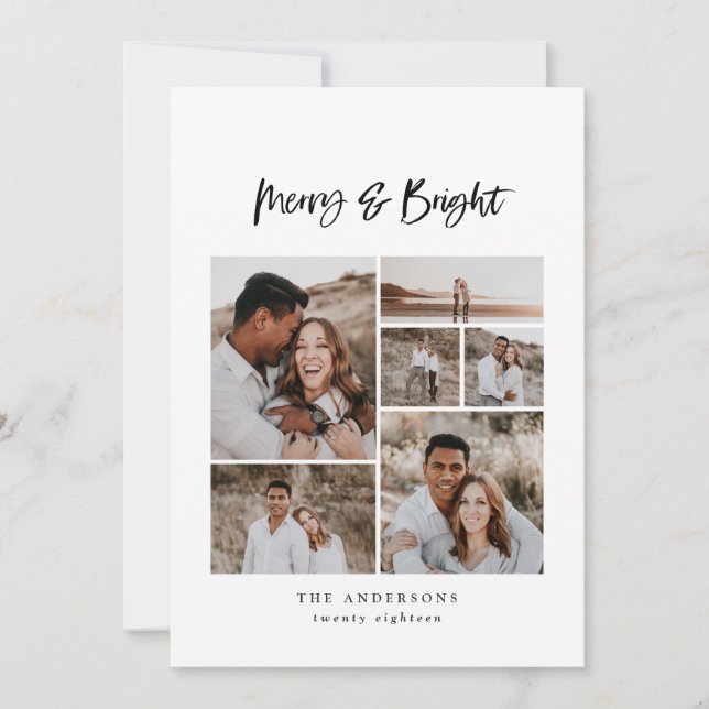Cartes Pour Fêtes Annuelles Joyeux et brillant vacances multi photo Noël (Devant)
