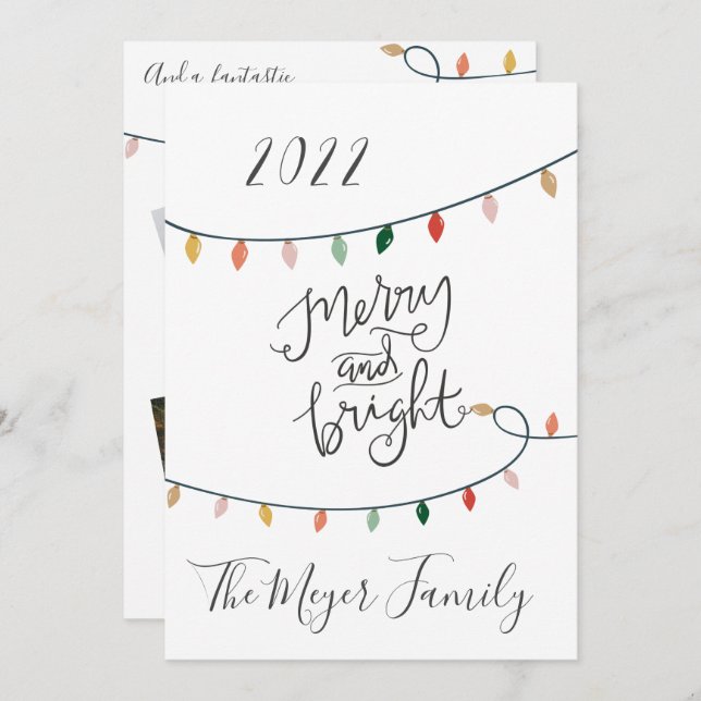 Cartes Pour Fêtes Annuelles Joyeux Et Brillants Feux De Noël 4 Photo (Devant / Derrière)