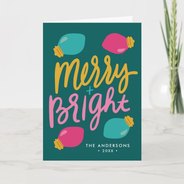 Cartes Pour Fêtes Annuelles Joyeux et brillants feux de Noël non photo (Devant)