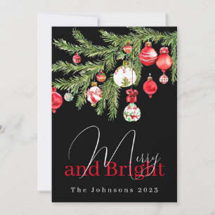 Cartes Pour Fêtes Annuelles Joyeux et brillants ornements avec nom et année