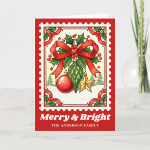 Cartes Pour Fêtes Annuelles Joyeux et brillants ornements de Noël Timbre de Po