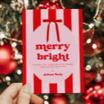 Cartes Pour Fêtes Annuelles Joyeux et brillants rayures roses rouges<br><div class="desc">Carte de vacances Joyeuse & Lright Red Pink Stripes dans un style rétro moderne</div>