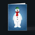 Cartes Pour Fêtes Annuelles Joyeux et heureux Snowman<br><div class="desc">Le joyeux bonhomme de neige portant un casquette vert et un foulard rouge est prêt pour Noël.</div>
