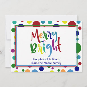 Cartes Pour Fêtes Annuelles Joyeux et Lumineux avec des lettres et des cercles
