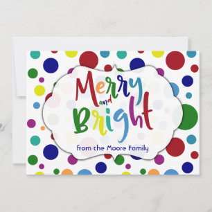 Cartes Pour Fêtes Annuelles Joyeux et lumineux avec des mots et des cercles co