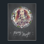 Cartes Pour Fêtes Annuelles Joyeux et lumineux - Chalkboard PostCard<br><div class="desc">Les photographies affichées ne sont que des échantillons et ne sont pas destinées à la revente. Veuillez customiser ce produit avec vos propres images si vous souhaitez l'acheter. PERSONNALISATION ♡ Ajoutez votre nom, monogramme, message, etc. ♡ Utilisez vos polices préférées. ♡ Ajouter des couleurs personnalisées. VEUILLEZ NOTER ♡ Les couleurs...</div>