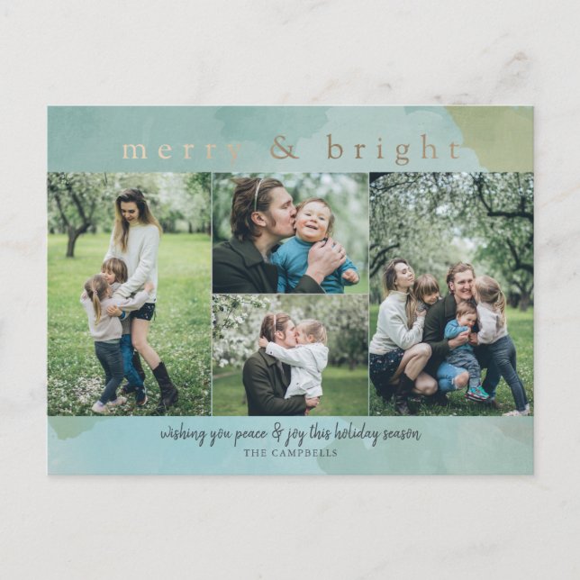 Cartes Pour Fêtes Annuelles Joyeux et lumineux Collage photo Abstrait Vacances (Devant)
