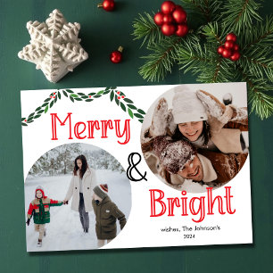 Cartes Pour Fêtes Annuelles Joyeux et lumineux Elégant Trendy 2 photo Noël