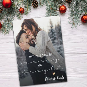 Cartes Pour Fêtes Annuelles Joyeux et Lumineux Jolies Écriture Photo Joyeuses 