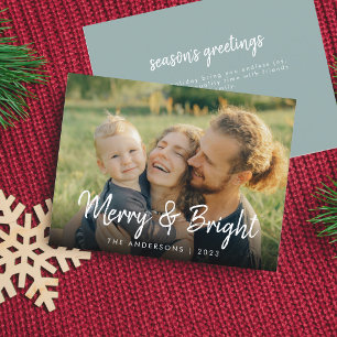 Cartes Pour Fêtes Annuelles Joyeux et lumineux   Joyeuse photo de Noël familia
