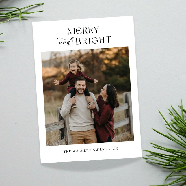 Cartes Pour Fêtes Annuelles Joyeux et lumineux Joyeux Photo de famille Noël (Créateur téléchargé)