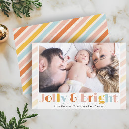 Cartes Pour Fêtes Annuelles Joyeux et Lumineux Moderne Rayure Photo Noël