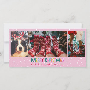Cartes Pour Fêtes Annuelles Joyeux et lumineux Noël 3 Photo Collage