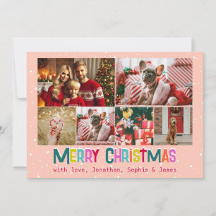 Cartes Pour Fêtes Annuelles Joyeux et lumineux Noël 6 Photo Famille