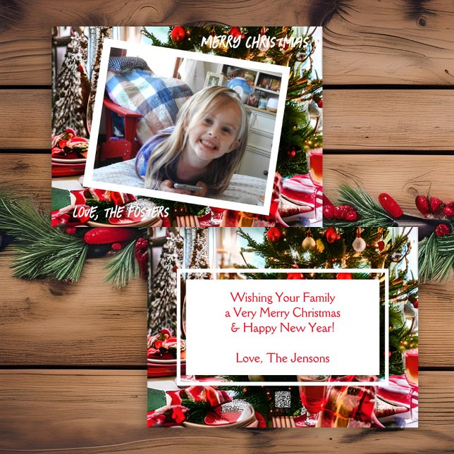 Cartes Pour Fêtes Annuelles Joyeux et lumineux Noël photo vacances (Créateur téléchargé)