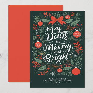 Cartes Pour Fêtes Annuelles Joyeux et Lumineux Noël Rouge Vert