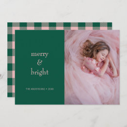 Cartes Pour Fêtes Annuelles Joyeux et lumineux Noël Vert et rose photo