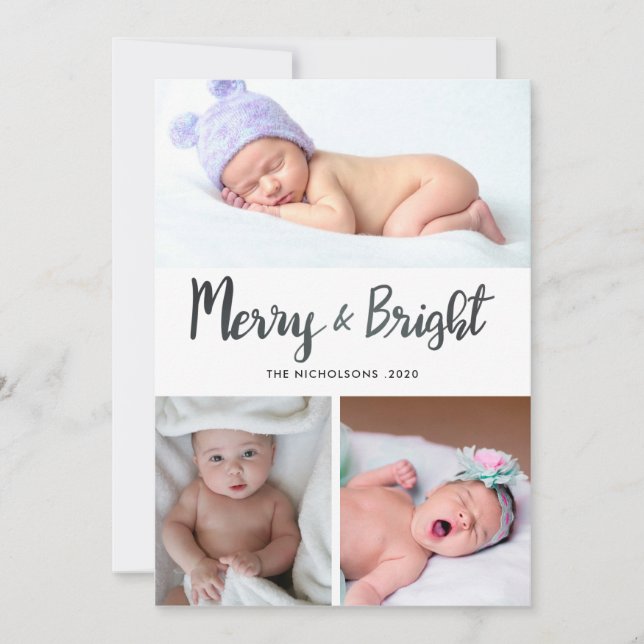 Cartes Pour Fêtes Annuelles Joyeux Et Lumineux | Photo Baby First Christmas (Devant)