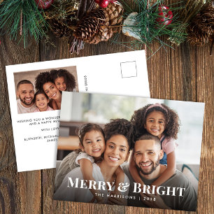 Cartes Pour Fêtes Annuelles Joyeux et Lumineux Photo de Famille Noël