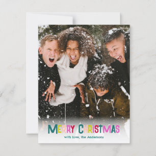 Cartes Pour Fêtes Annuelles Joyeux et lumineux Pin photo de Noël vert
