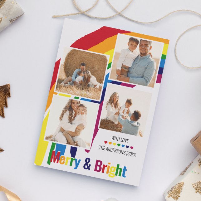 Cartes Pour Fêtes Annuelles Joyeux et lumineux | Rainbow Hope Photo Christmas (Créateur téléchargé)