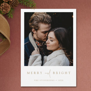 Cartes Pour Fêtes Annuelles Joyeux et Lumineux Simple Élégant Photo Noël