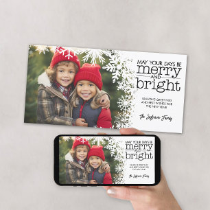 Cartes Pour Fêtes Annuelles Joyeux et lumineux - Snowflakes blancs avec photo