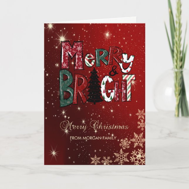 Cartes Pour Fêtes Annuelles Joyeux et lumineux, Snowflakes Red Holiday Card (Devant)