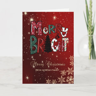 Cartes Pour Fêtes Annuelles Joyeux et lumineux, Snowflakes Red Holiday Card