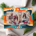 Cartes Pour Fêtes Annuelles Joyeux et lumineux Super Retro Photo<br><div class="desc">Carte de vacances Joyeuse et Super Retro</div>