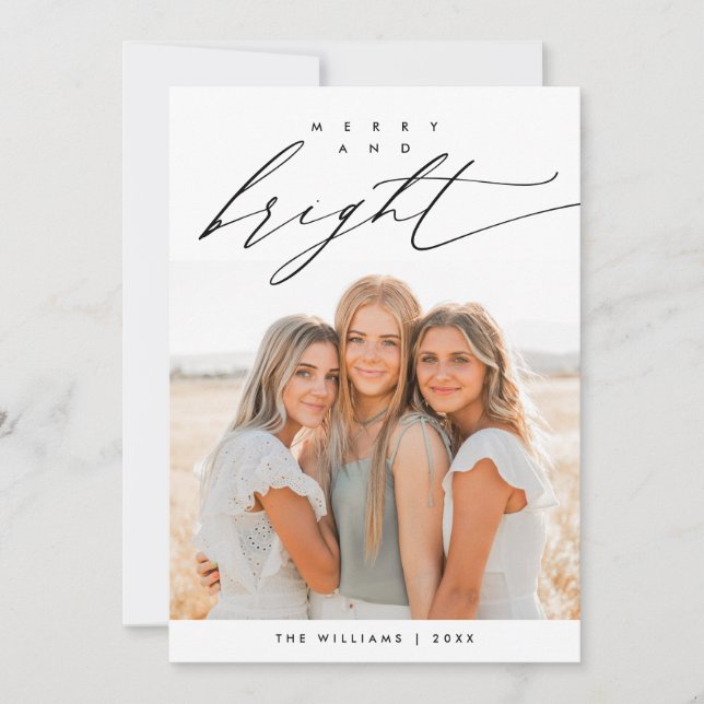 Cartes Pour Fêtes Annuelles Joyeux et Lumineux, Superposition de photo de fami (Devant)