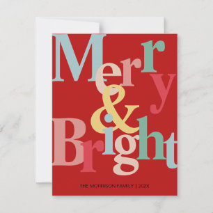Cartes Pour Fêtes Annuelles Joyeux et lumineux Typographie moderne rouge