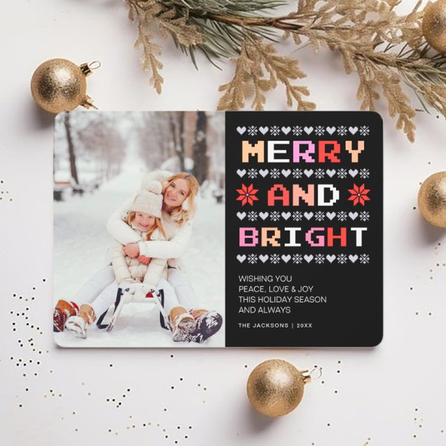 Cartes Pour Fêtes Annuelles Joyeux et lumineux | Vilaine photo de Noël (Créateur téléchargé)