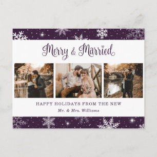 Cartes Pour Fêtes Annuelles Joyeux et marié Flocon de neige violet Collage pho