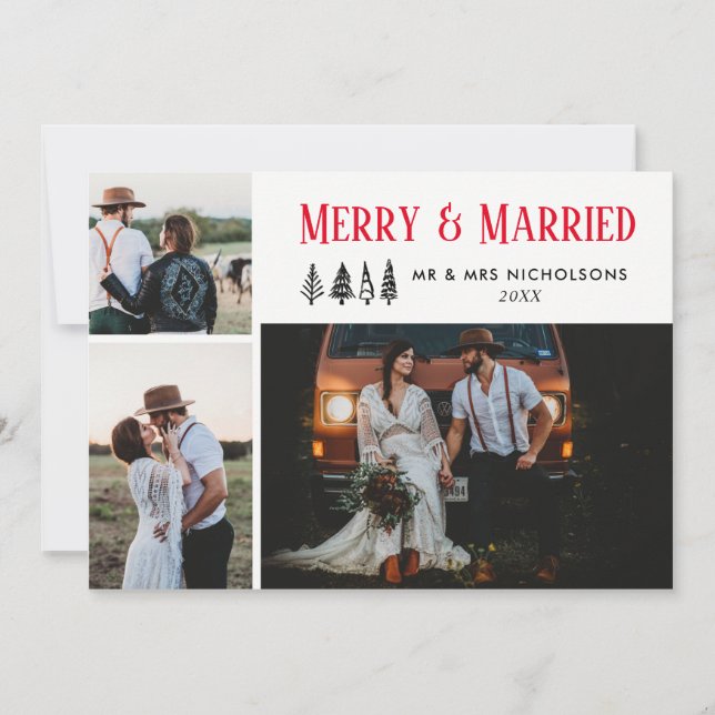 Cartes Pour Fêtes Annuelles Joyeux et marié Mariage Couple Multi Photo (Devant)