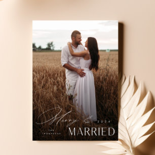 Cartes Pour Fêtes Annuelles Joyeux Et Marié Nouveau Mariage Superposition Phot