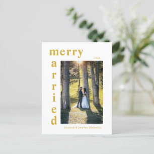 Cartes Pour Fêtes Annuelles Joyeux et marié photo nouvelle mariée Noël