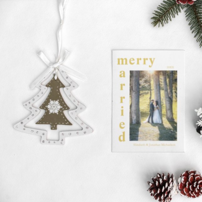 Cartes Pour Fêtes Annuelles Joyeux et marié photo nouvelle mariée Noël (Créateur téléchargé)