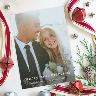 Cartes Pour Fêtes Annuelles Joyeux et marié Simple Mariage Photo Noël