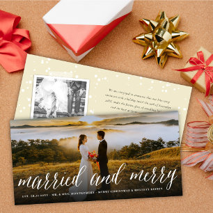 Cartes Pour Fêtes Annuelles Joyeux Et Marié Simple Script Photo Mariage